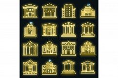 Courthouse icons set vector neon Product Image 1