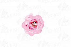 Watercolor Pink and Blue Roses and leafs clip art pack, png Product Image 15