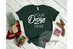 Forest Green Christmas TShirt Bella Canvas Mock up 3001 Product Image 1