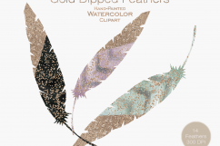 Rose Gold Dipped Feathers Watercolor Graphics Product Image 2