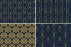 8 Seamless Art Deco Patterns - Gold &amp; Navy Blue - Set 2 Product Image 6
