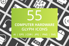 55 Computer &amp; Hardware Glyph Inverted Icons Product Image 1