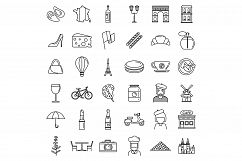 France country icons set, outline style Product Image 1