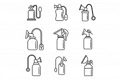 Modern breast pump icons set, outline style Product Image 1