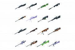 Sniper weapon icons set, isometric style Product Image 1