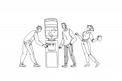 People Drinking Fresh Water From Cooler Vector Product Image 1