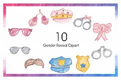 Baby Clipart-Gender Reveal Clipart-Object Clipart-Watercolor Clipart-Badge Clipart-Bows Clipart-Crown Clipart-Police Clipart-Pregnancy- Baby Product Image 2