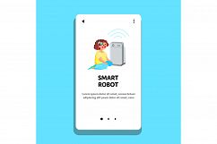 Smart Robot Considering Little Girl Child Vector Product Image 1