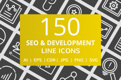 150 SEO &amp; Development Line Inverted Icons Product Image 1