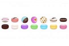 Macarons icons set, cartoon style Product Image 1
