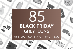 85 Black Friday Flat Greyscale Icons Product Image 1