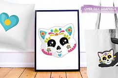 Sugar skull cats graphics and illustrations Product Image 5