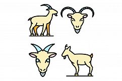 Goat icons set vector flat Product Image 1