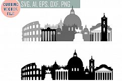 Rome SVG, Italy Capital Vector Skyline SVG, JPG, PNG, DWG, CDR, EPS, AI Product Image 1