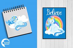 Magical Unicorns in blue clipart, graphics and illustrations AMB-1383 Product Image 4