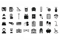 Retirement pension icons set, simple style Product Image 1
