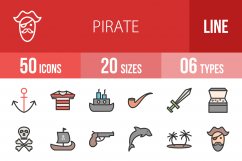 50 Pirate Linear Multicolor Icons Product Image 1