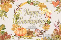 Watercolor Happy Thanksgiving cliparts Product Image 2