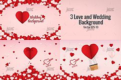 3 Love and Wedding Background Vector Template Design Product Image 1