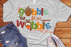 Gobble til you wobble SVG Cut File Turkey Boy SVG File Thank Product Image 2
