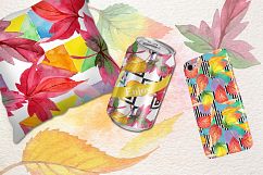 Cool autumn leaves PNG watercolor set Product Image 2