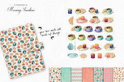 Breakfast Coffee and pastries graphic set and pattern papers Product Image 3