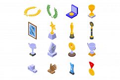 Winner awarding icons set, isometric style Product Image 1