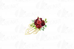 Watercolor Burgundy Floral Geometric Frame, geometric invite Product Image 3