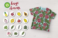 Vector tropical set of fruits and leaves Product Image 4