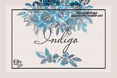 Watercolor Flowers Indigo Clipart Product Image 3