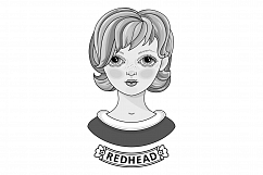 Redhead Girl. Avatar. Colorful/ Black and white. Eps/Ai/Jpeg/Png Product Image 4