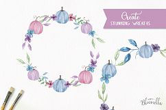 Pumpkins Pink Blue Pastel Floral Clipart Elements Flowers Product Image 2