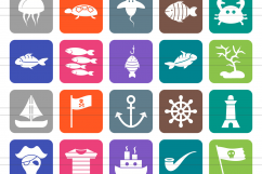 100 Pirate &amp; Sea Filled Round Corner Icons Product Image 2