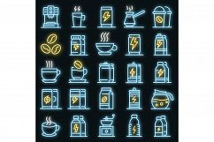 Energetic drink icons set vector neon Product Image 1