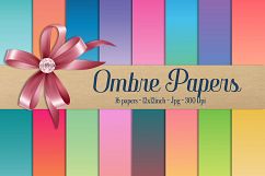 16 Rainbow Gradient Digital Papers, Ombre, Linear Gradient Product Image 1