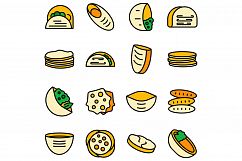 Pita bread icons set vector flat Product Image 1