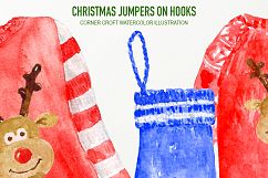 Hand Painted Watercolor Christmas Jumpers on Hooks Clipart Product Image 6