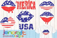 Patriotic Lips Svg, American Flag Lips, 4th of July US Flag Product Image 1