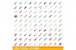 100 tool icons set, cartoon style Product Image 1