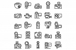 Camcorder icons set, outline style Product Image 1