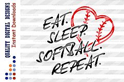 Eat. Sleep. Softball. Repeat. Softball svg Sports Ball svg Product Image 2