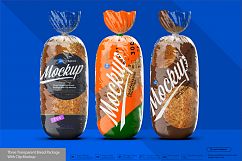 Three Transparent Bread Package with Clip Mockup Product Image 1
