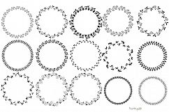 Floral wreath clipart, Black round circle leaf border clip art Product Image 1