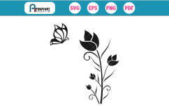 Flower svg, Flower svg file, Floral svg, Butterfly svg Product Image 1