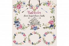 Watercolor peonies floral bouquets / wreaths cliparts Product Image 2