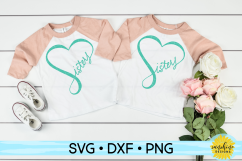 Sisters | Sisters Heart | Twins | Hand Lettered SVG DXF PNG Product Image 1