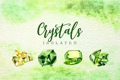 Aquarelle yellow and green crystal PNG set Product Image 7
