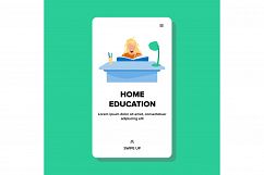 Home Education Process Schoolgirl At Desk Vector Product Image 1