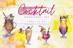Beverages collection PNG watercolor set Product Image 1