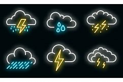 Thunderstorm icons set vector neon Product Image 1